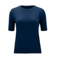 thumbnail image 5 of Antinious Summer Tops for Women Trendy,Sweatshirt for Women,Ladies Solid Knitted Shirt Short Sleeved Crewneck Pullover Fashionable Top,Dark Blue,XL, 5 of 5