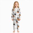 thumbnail image 2 of KPOPLK 2T 3T 4T 5T 6T 7T 8T Boy Halloween Pajamas 2 Piece Long Sleeve Ghost Print Crewneck Top & Pant Pjs Fall Outfit Set,Size 5-6 Years, 2 of 9