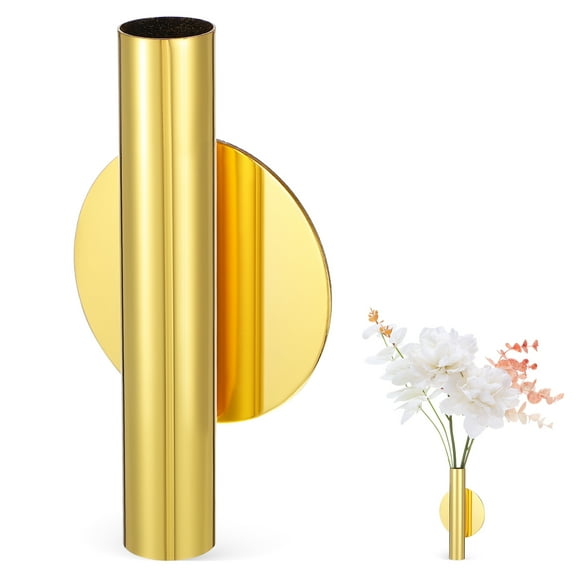 WEAVILUX Compact Gold Wall Vase Holder for Indoor Plants Wall Flower Pot with Adhesive