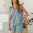 thumbnail image 6 of YTDSCS Women's Summer Sweatsuit Sets Sleeveless V-Neck Sweatsuit + Shorts with Pocket Casual Tracksuit Two Piece Outfits S-2XL, 6 of 9