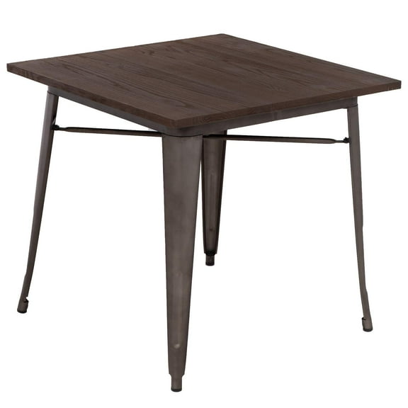 Kitchen Table Metal Dining Table Metal Table 31 x 31 Inches Bar Coffee Table Home Restaurant Wood Top Table Patio Dining Table Indoor Outdoor Metal Base Table Farmhouse Furniture
