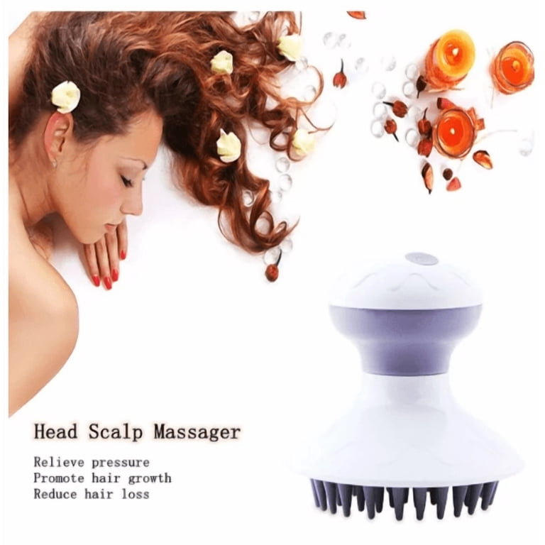 Vibrating Head Massager, 3 Vibration Modes Electric Head Scalp Massager for  Hair Growth Stress Relax, Portable Cordless Silicone H