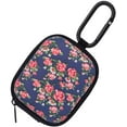 thumbnail image 2 of V-Moro earbud case holder，General printing Leather Organizer Carrying Case，For Airpods Pro 2/3/1/2 Storage Bag With zipper & Carabiner Clip-Navy+Rose, 2 of 6