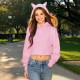 thumbnail image 2 of Fiaer,Women's Cute Crop Hoodies Long Sleeve Causal Plain Hoodie Loose Fit Casual Plus Size Hooded Sweatshirt Trendy Drawstring Tops Pink M, 2 of 6