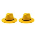 thumbnail image 2 of Minnieouse Sombrero con hebilla de cinturón, vestido grande de Otoño Invierno, gorros elegantes de ala ancha, lana cálida para niños, boda al Amarillo 58cm 2Conjunto, 2 of 6