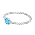thumbnail image 4 of Round Blue Moonstone on Sterling Silver Beaded Band Ring for Female Size-7, 4 of 5