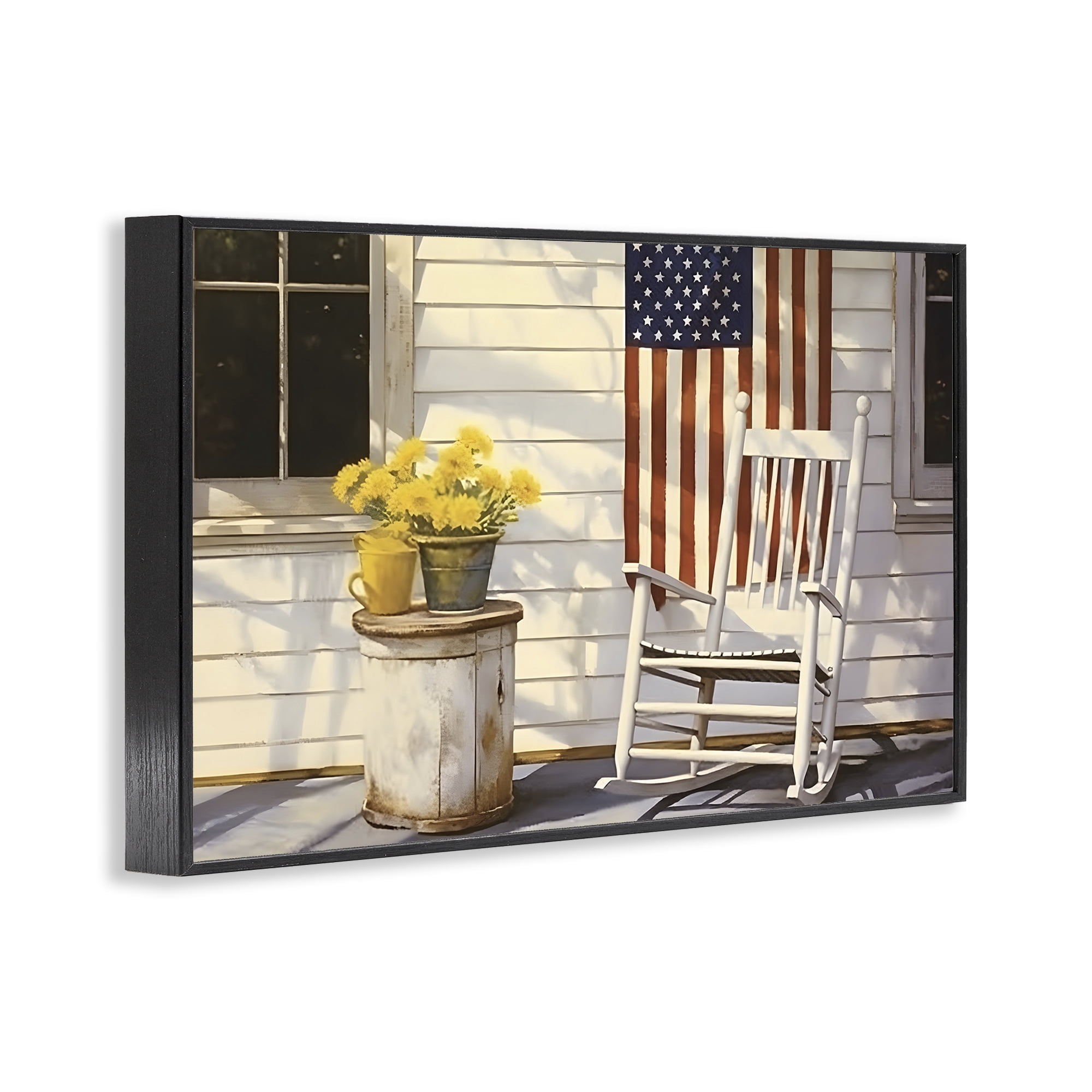 Stupell Industries Americana Deco Scene Travel & Places Painting Black Framed Art Print Wall Art, 18 x 12