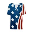 thumbnail image 4 of Fiudx Tops para Mujer Camiseta Holgada con Cuello En V y Estampado Del Día de La Independencia para Mujer, 4 of 5
