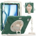 thumbnail image 2 of XYX Case for iPad Air 13 (2025)/iPad Air 13 (2024)/iPad Pro 12.9 inch (2022/2021/2020/2018) with 360 Degree Rotating, Hand Strap, Shoulder Strap, Emerald Green, 2 of 7