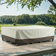 thumbnail image 6 of Gymojoy Patio Seactional Sofa Cover, Heavy Duty 600D Oxford Fabric Waterproof Outdoor Rectangular Furniture Chair Set Table Covers,126" x 63" x 28",Beige, 6 of 7