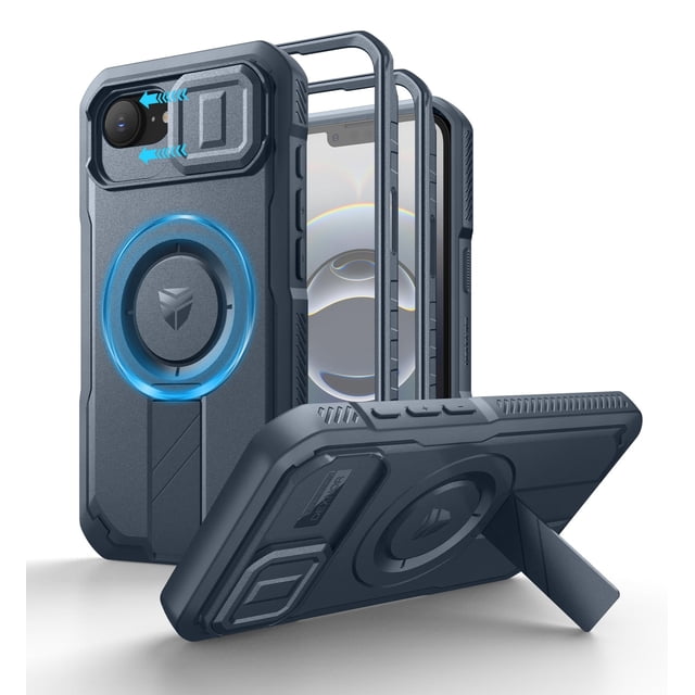 Funda Dexnor para iPhone 16e con cámara con corredera magnética, color azul marino