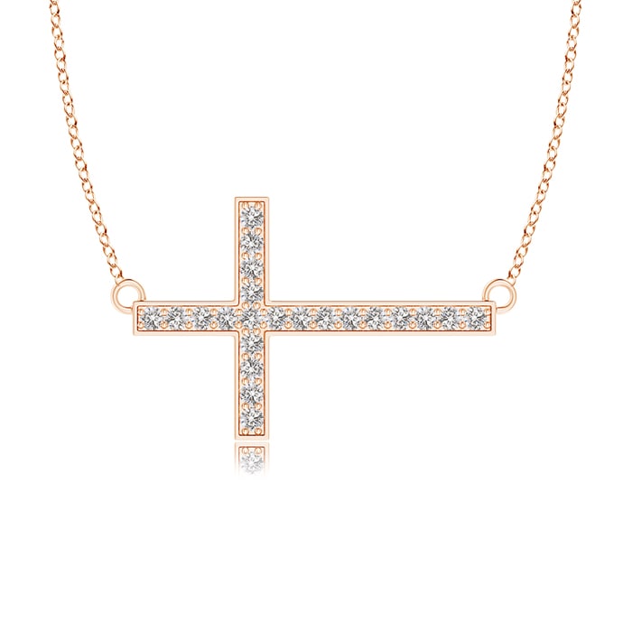 Classic Diamond Sideways Cross Necklace 