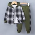 thumbnail image 2 of xaweyi Kids Boys Hooded Plaid Shirt Jacket and Sweatpants 2 Piece Matching Outfit Casual School Wear,Sizes 6 Years, 2 of 9