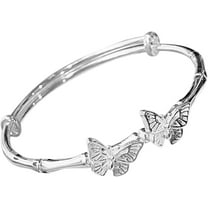 Women Bangle Bracelets, 925 Sterling Silver Adjustable Bracelets Ladies Simple Doubles Butterfly Decoration Bangles Jewelry Birthday Anniversary Mother Valentine Christmas Day Gifts