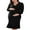 Black, variant on Asoul Maternity Warpped V Neck Pleated Dress Knit Midi Pregancy Dresses Ribbed Knit Nursing Clothes with Belt