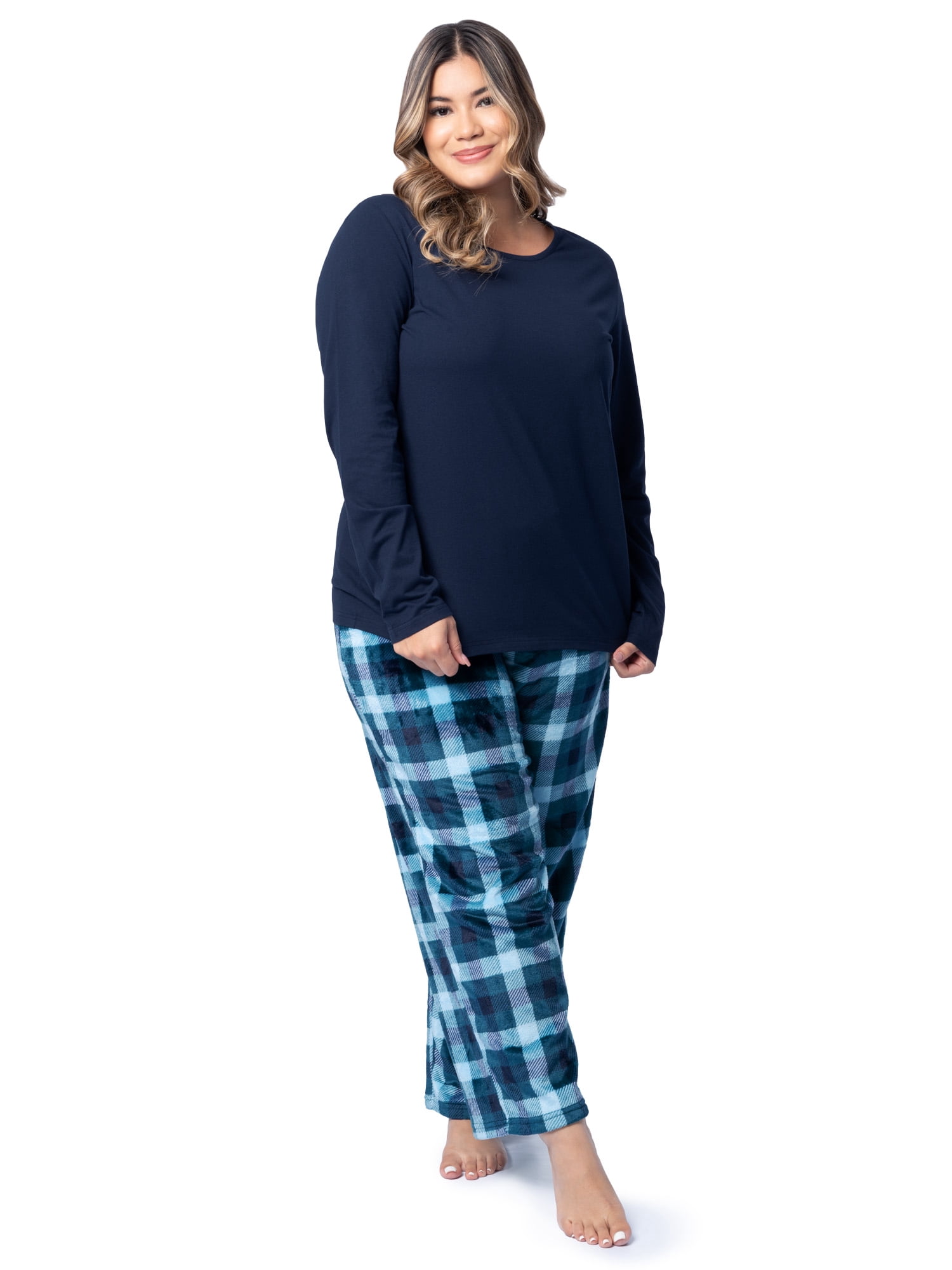Fruit of the Loom Women's Beyond Soft Long Sleeve Top & Fleece Bottom Pajama Set, Sizes S-4X