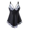 thumbnail image 3 of Sexy Más Tamaño Traje de Baño sin Dorso Dos Piezas Conservador Impreso Traje de Baño con Almohadillas de Sujetador Extraíbles, Traje de Baño de Secado para Piscina de Playa, 3 of 5