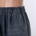 thumbnail image 5 of Aayomet Womens Jeans Elastic Waist Ripped Stitching Shorts Cropped Jeans (Dark Blue, L), 5 of 5