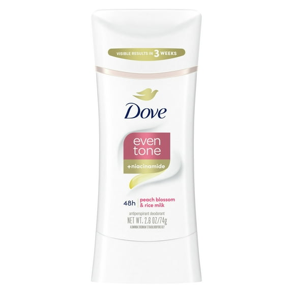 Dove Even Tone Women's Antiperspirant Deodorant Stick Peach Blossom & Rice Milk for All Skin, 2.6 oz