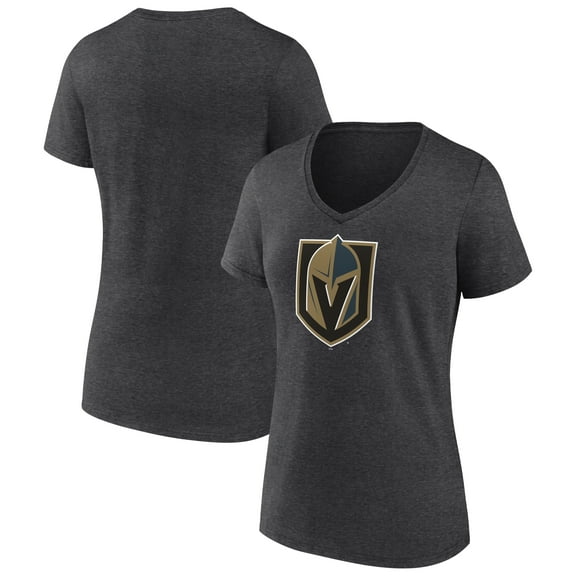 Women's Charcoal Vegas Golden Knights Primary Logo V-Neck T-Shirt