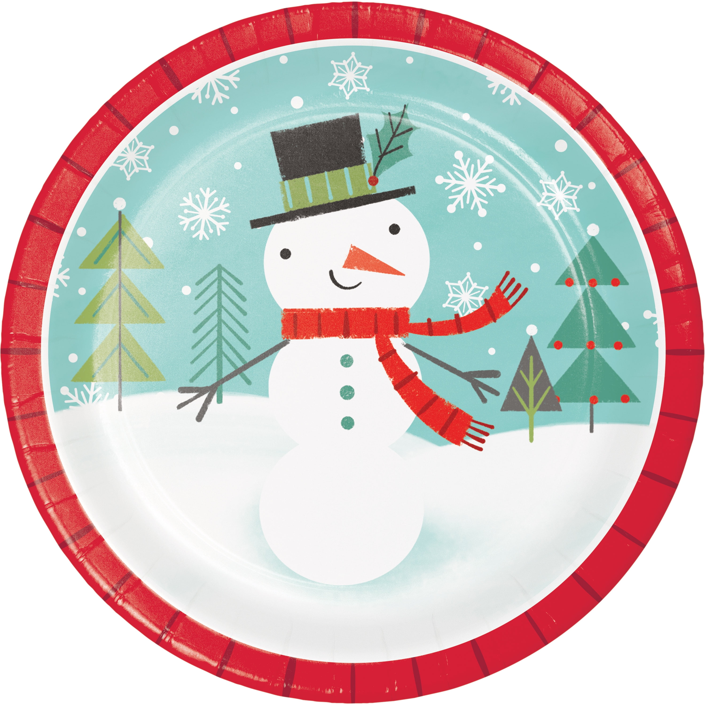 Winter Snowman Paper Plates, 24 Count