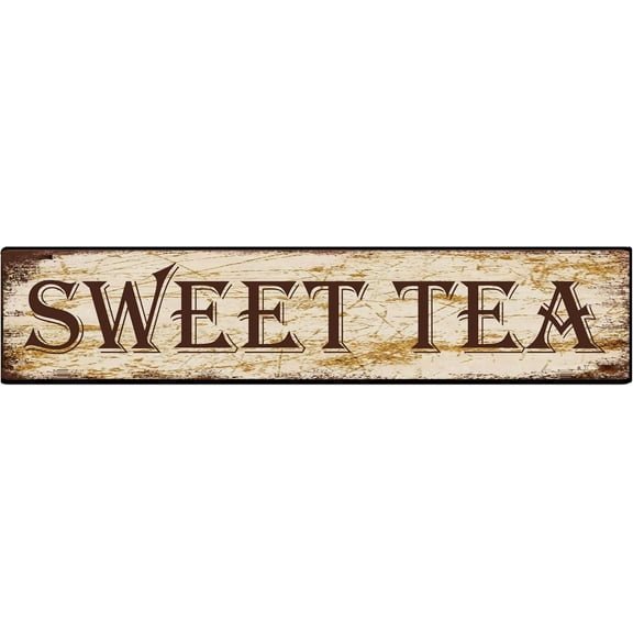 Sweet Tea Street Sign Metal Plaque Rustic Tin Sign Retro Wall Decor 4x16 in