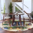 thumbnail image 4 of Spring Flowers Round Area Rugs Collection 6', Botanical Windows Floral Pots Bicycle Non Slip Indoor Circular Throw Runner Rug Floor Mat Carpet for Living Room Dining Table Bedroom Nursery, 4 of 9