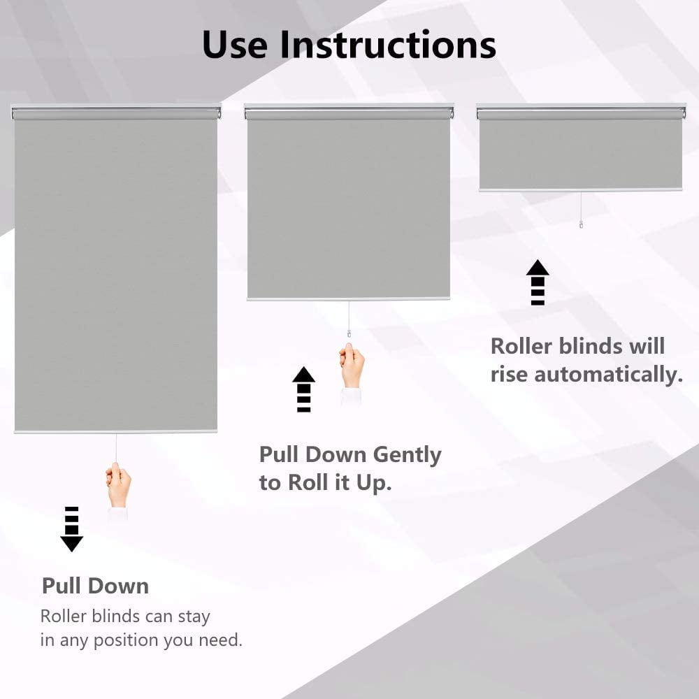 LUCKUP 19.5" Cordless Polyester Blackout Blinds Gray, 72" x 72"