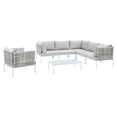 thumbnail image 2 of Modway Harmony 7-Piece  Sunbrella® Basket Weave Outdoor Patio Aluminum Sectional Sofa Set in Taupe Gray, 2 of 10