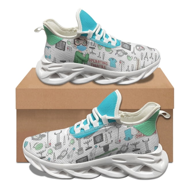 Zapatillas de deporte transpirables para mujer, equipo químico, impresión 3D, zapatos vulcanizados con cordones, zapatos de enfermería de moda, zapatos cómodos para mujer