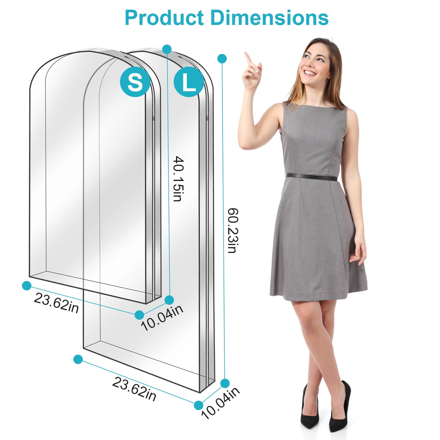iMounTEK 40" Hanging Garment Bag for Closet Storage Suit Bag 10" Gusseted Dry Cleaner Bag Clothing Protector Cover for Coat, Jacket, Sweater, Travel, Wedding(5 Packs)