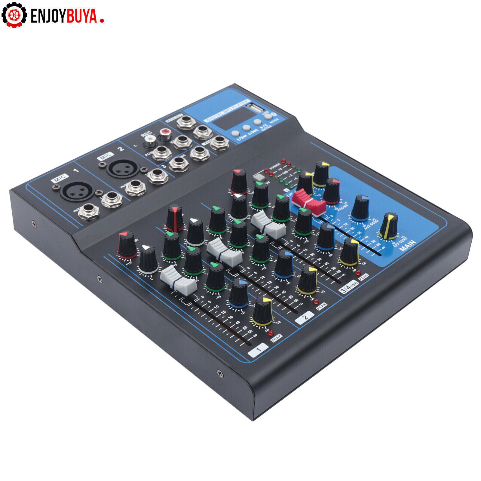 4-Channel Mixer Bluetooth Studio Audio Mixer DJ Live Sound Mixing Console USB