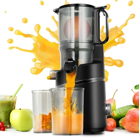 Sunmaki Cold Press Juicer for Whole Fruits and Vegetables Easy to Clean Extra Large Feed Chute Slow Masticating Juicer with High Juice Yield, Black