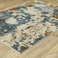 thumbnail image 4 of HomeRoots 575417 3 x 5 ft. Abstract Rectangle Area Rug with Fringe, Beige, Teal & Rust, 4 of 5