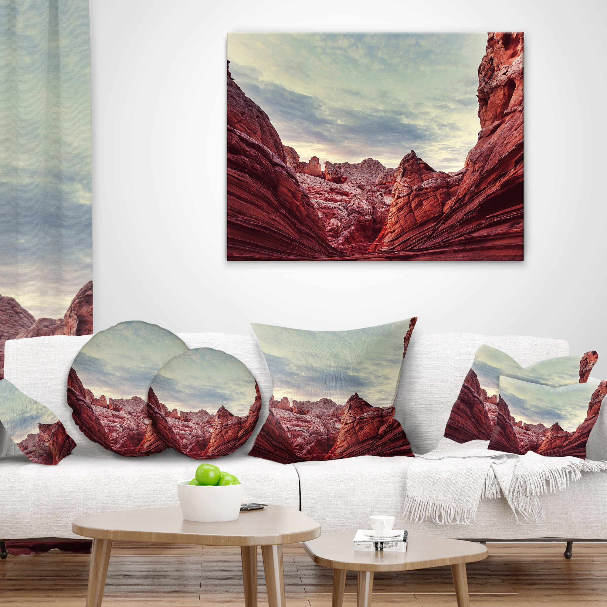 Designart 12" x 20" Red Polyester Throw Pillow
