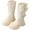 1Beige, variant on Girls Mid Calf Riding Boots Kids Child Zip up Bow Princess Booties Plush Warm Chunky Long Boots