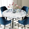 thumbnail image 5 of Elastic Fitted Round Tablecloth, Green Blue Eucalyptus Leaves Waterproof Stretch Table Cover for 45"-54" Tables, Summer Botanical Weeping Washable Outdoor Tablecloths for Patio, Picnic, Camping, 5 of 9
