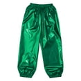 thumbnail image 5 of Xnihocha Kids Girls Boys Trousers Metallic Sparkle Hip Hop Jazz Modern Dance Pants Loose Fit Streetwear Green 160, 5 of 7