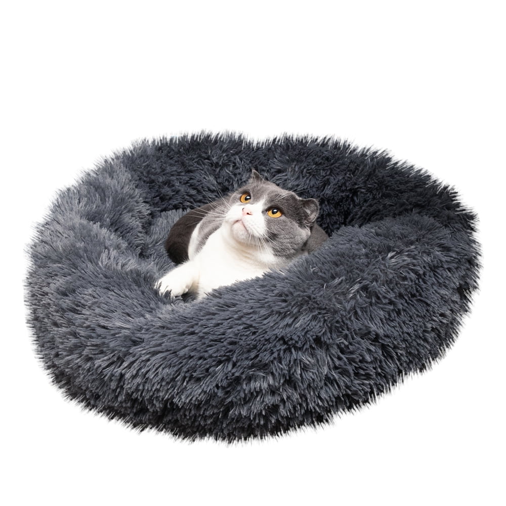 enyopro Cat Dog Beds, Soft Plush Donut Pet Bedding, Round Fluffy Pet Calming Bed Cuddler for