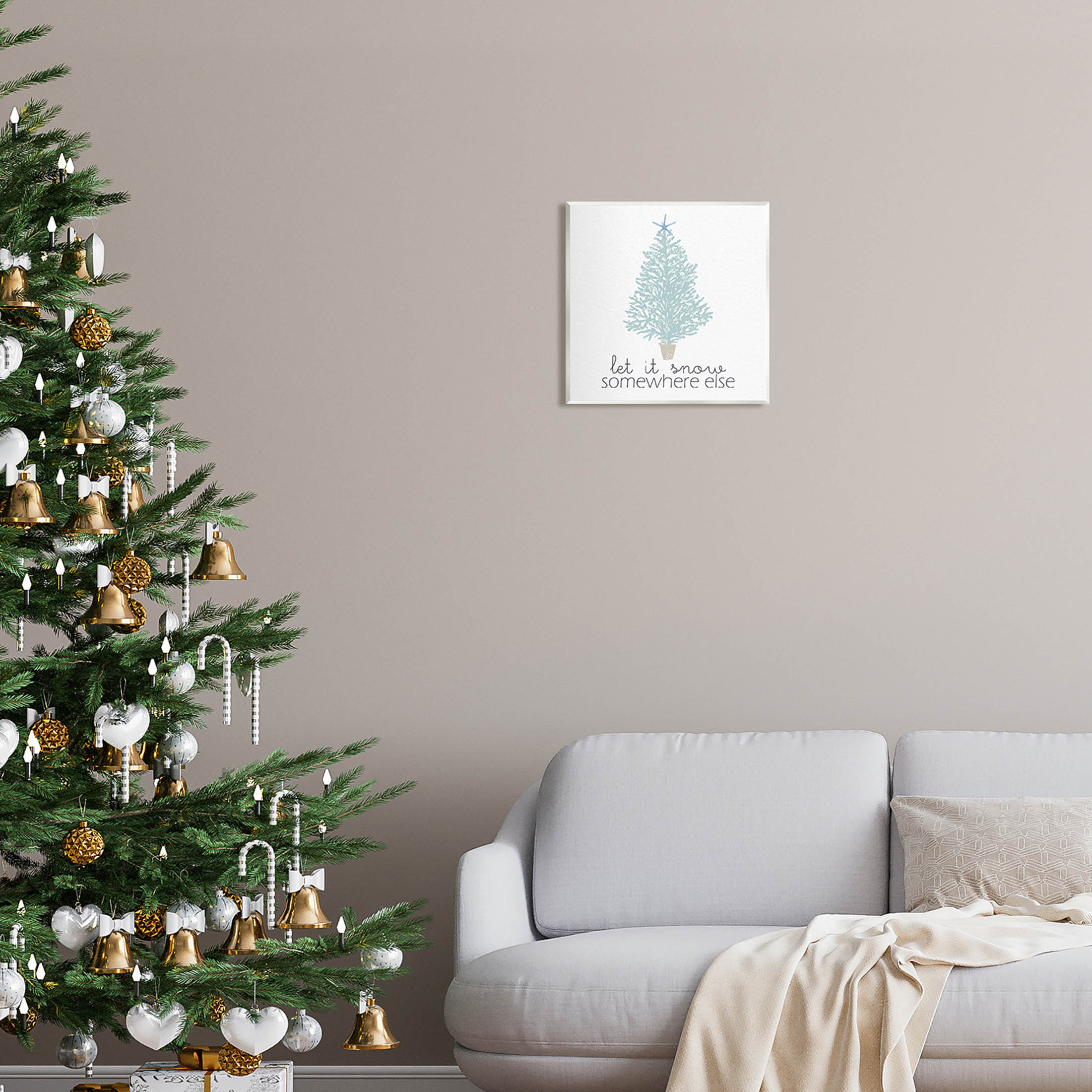 Stupell Industries Snow Somewhere Else Holiday Tree Graphic Art Unframed Art Print Wall Art, Design by Kim Allen