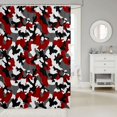 thumbnail image 2 of Manfei Minimalism Camouflage Shower Curtain 72Wx84L, Vintage Camo Bathroom Shower Curtain, Burgundy, 2 of 5