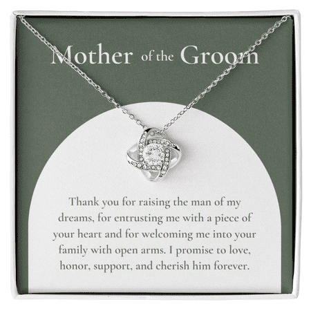 Mother Of The Groom Mother In Law Necklace, White Love Knot Necklace