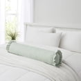 thumbnail image 2 of Home Decor Collection 8" x 20" Green Striped Ruffle Bolster Decorative Pillow, 2 of 5