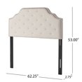 thumbnail image 7 of Diamond Stitch Pattern Upholstered Headboard with Button Tufted Design and Height Adjustable Legs, Ivory, 7 of 7