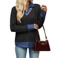 thumbnail image 4 of Wevis Women's Patch Denim Collar Knit Sweater Button Down Long Sleeve Autumn Blouse Casual Layered Look Fall Pullover Tops, 4 of 7