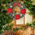 thumbnail image 4 of Artificial Christmas Wreath with Festive Ornaments - 13.7 Inch Red Gold Front Door Wreath for Xmas Holiday Hanukkah Decor, 4 of 8