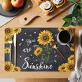 thumbnail image 2 of Black Sunflowers Placemats Set of 6, Vintage Garden Floral Bees Farmhouse Placemats for Dining Table, Place Mats for Kitchen Tabletop, Waterproof Wipeable Dining Table Mats Set, 2 of 9