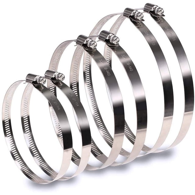 Juego de 6 abrazaderas de manguera de acero inoxidable ajustables Abrazaderas de abrazadera de manguera de 91-165 mm Abrazaderas para aplicaciones automotrices y de maquinaria Vhermosa YQ-2805