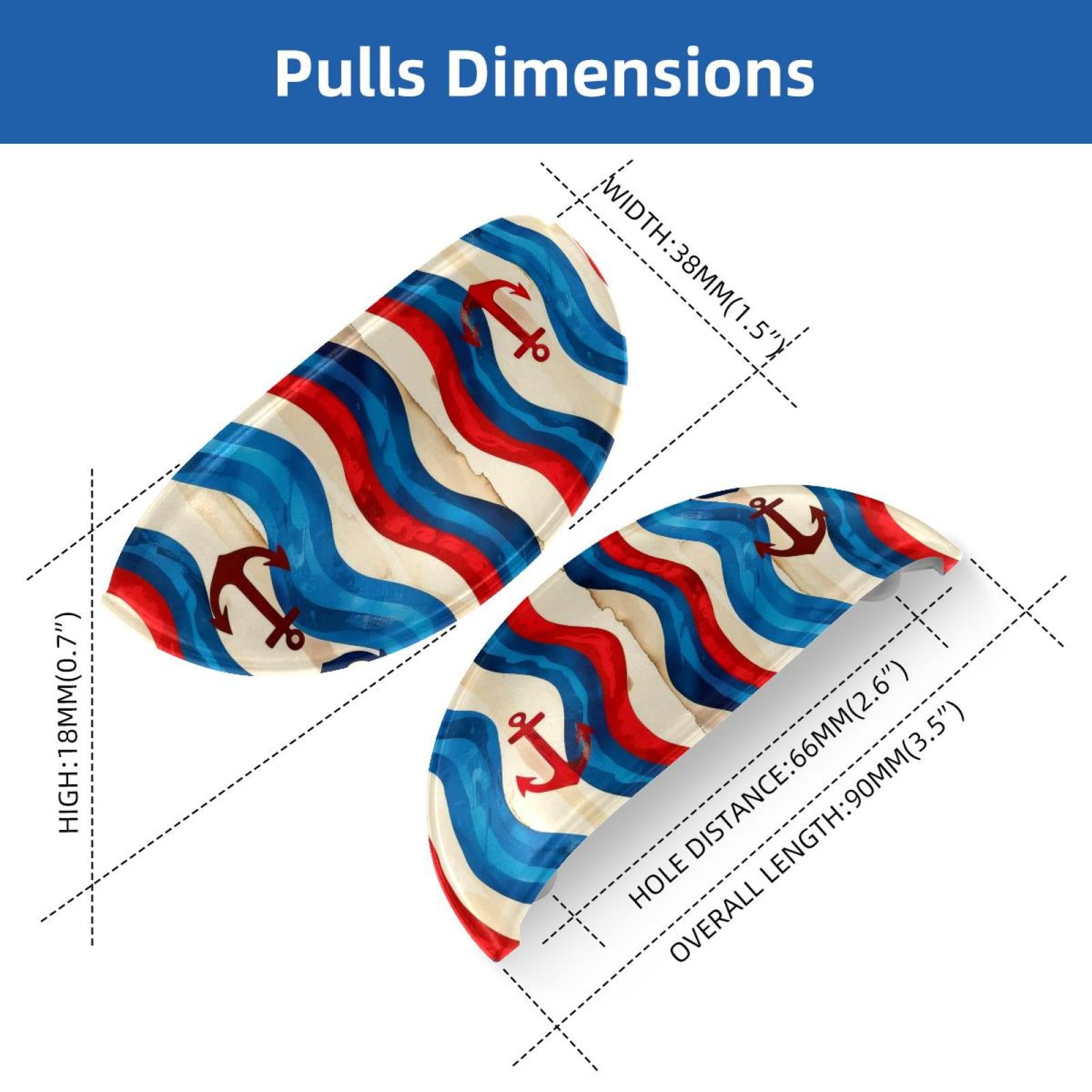 PhooArto 6 Pcs Cup Drawer Pulls, Wave Stripes Anchor Pattern Shell Shape Handles Cabinet Knobs for Dresser Cupboard Closet Wardrobe with Screws