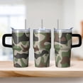 thumbnail image 2 of Camo 20oz Stainless Steel Tumbler with Handle and Straw – Insulated Travel Cup with Sliding Lid, 360° Full Wrap Printed Mug for Home, Outdoor & Sports Use, Camouflage, 2 of 6